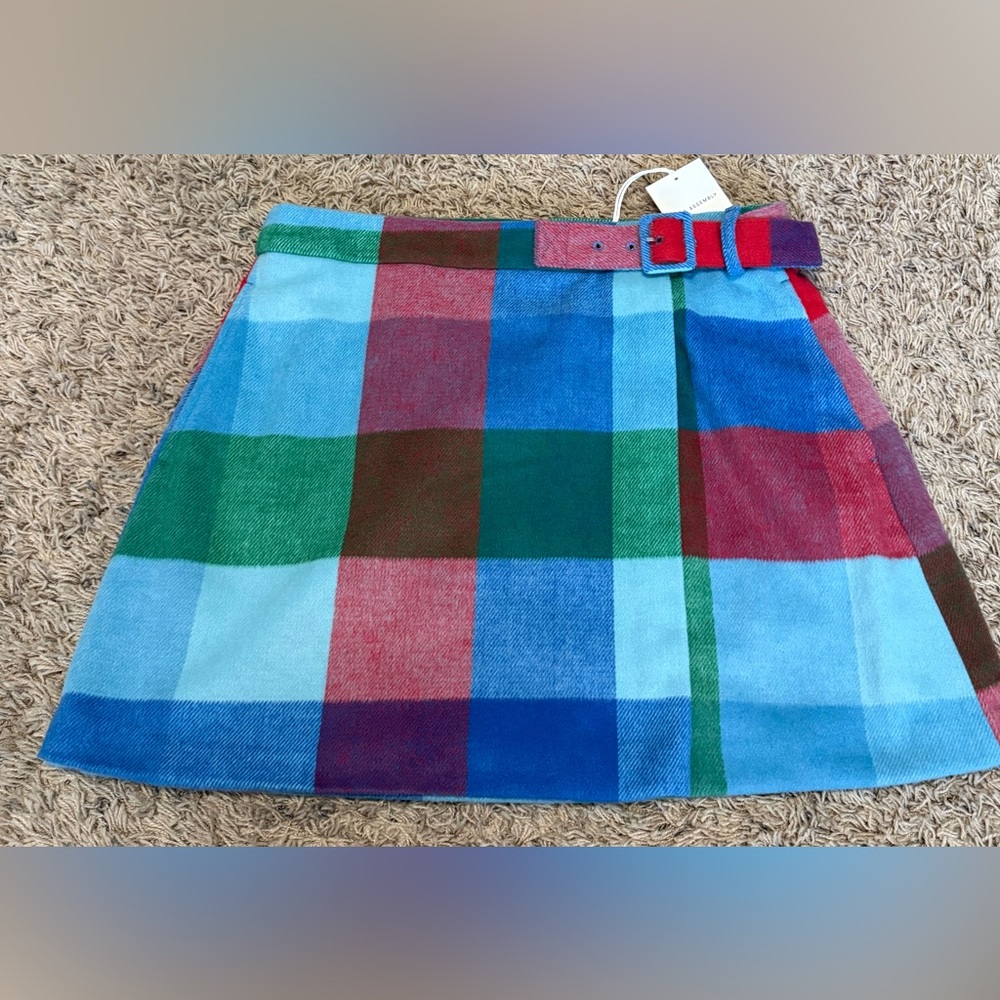 Plaid Mini Skirt - Blue, Green, Red